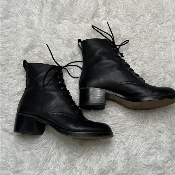 Madewell Patti Lace Up Boots in Black Leather Size 8.5 - Picture 6 of 10